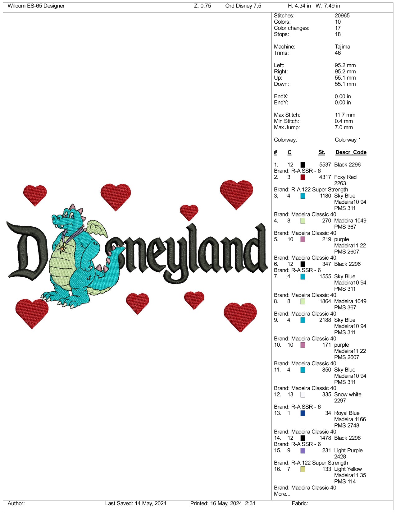 Archivos de diseño de bordado de Ord Disneyland (3 tamaños)