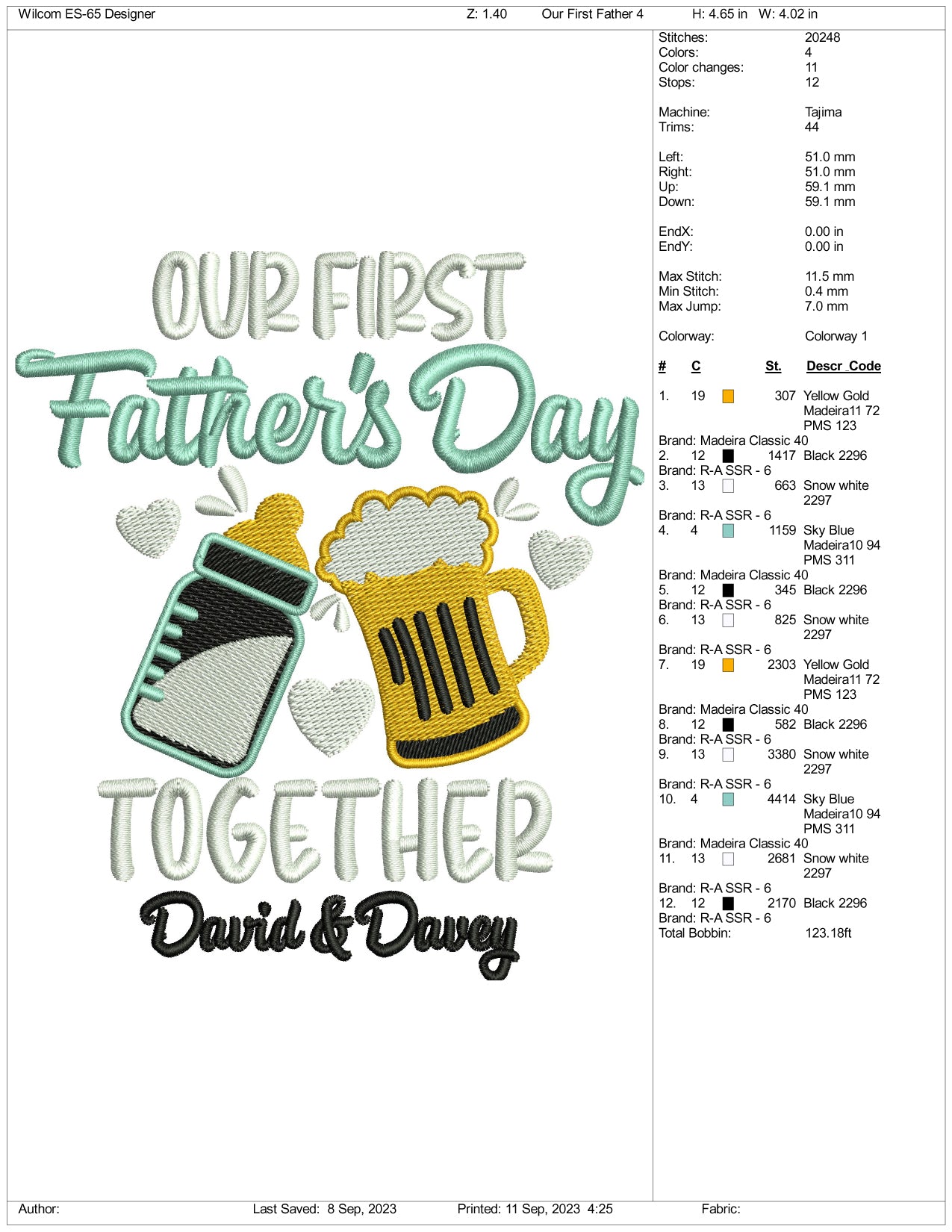 Nuestros primeros archivos de diseño de bordado para el Día del Padre: 3 tamaños