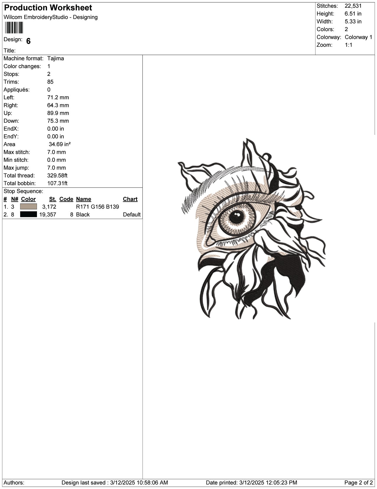 Artistic Owl Eye Embroidery Design Files - 9 Size's