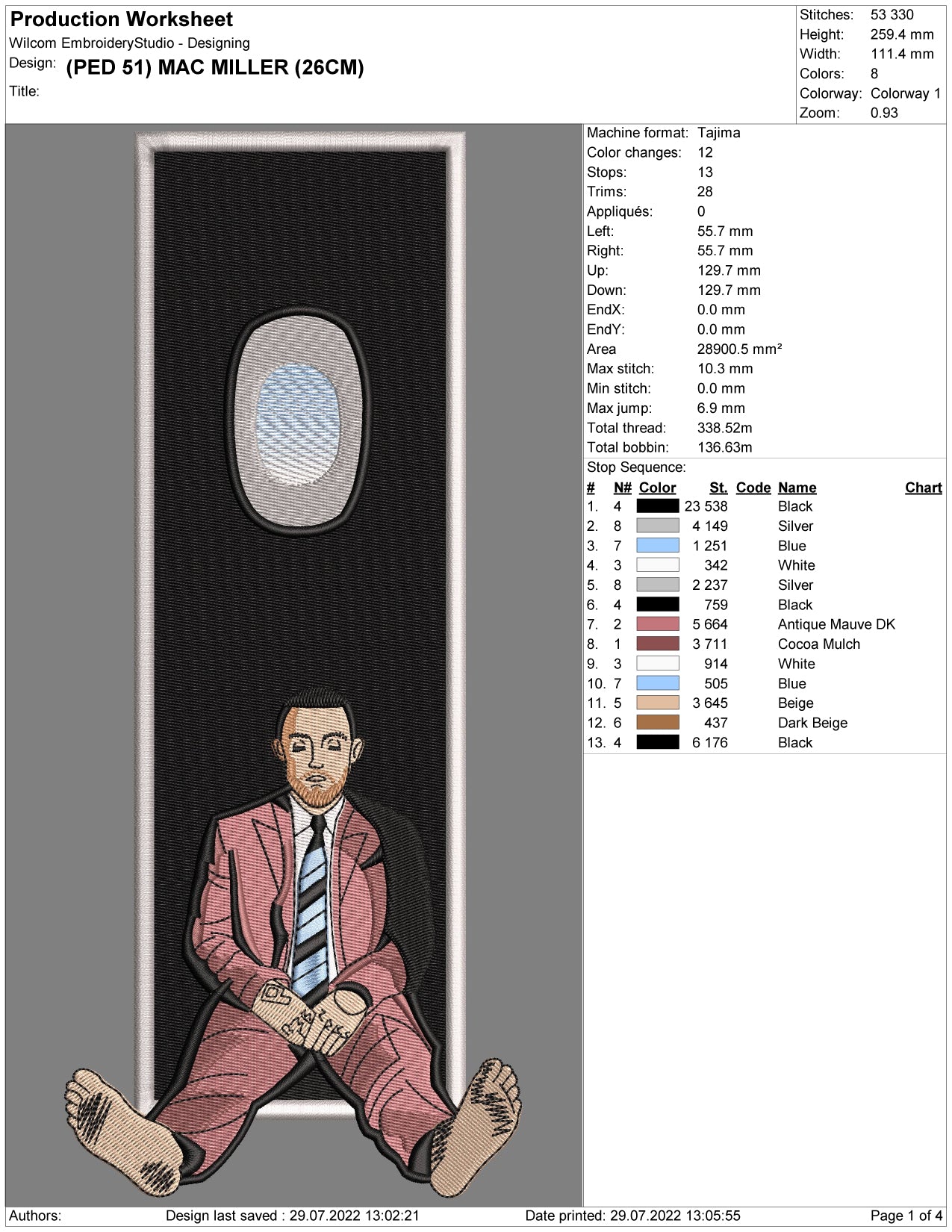 Mac Miller Embroidery Design Files - 3 Size's