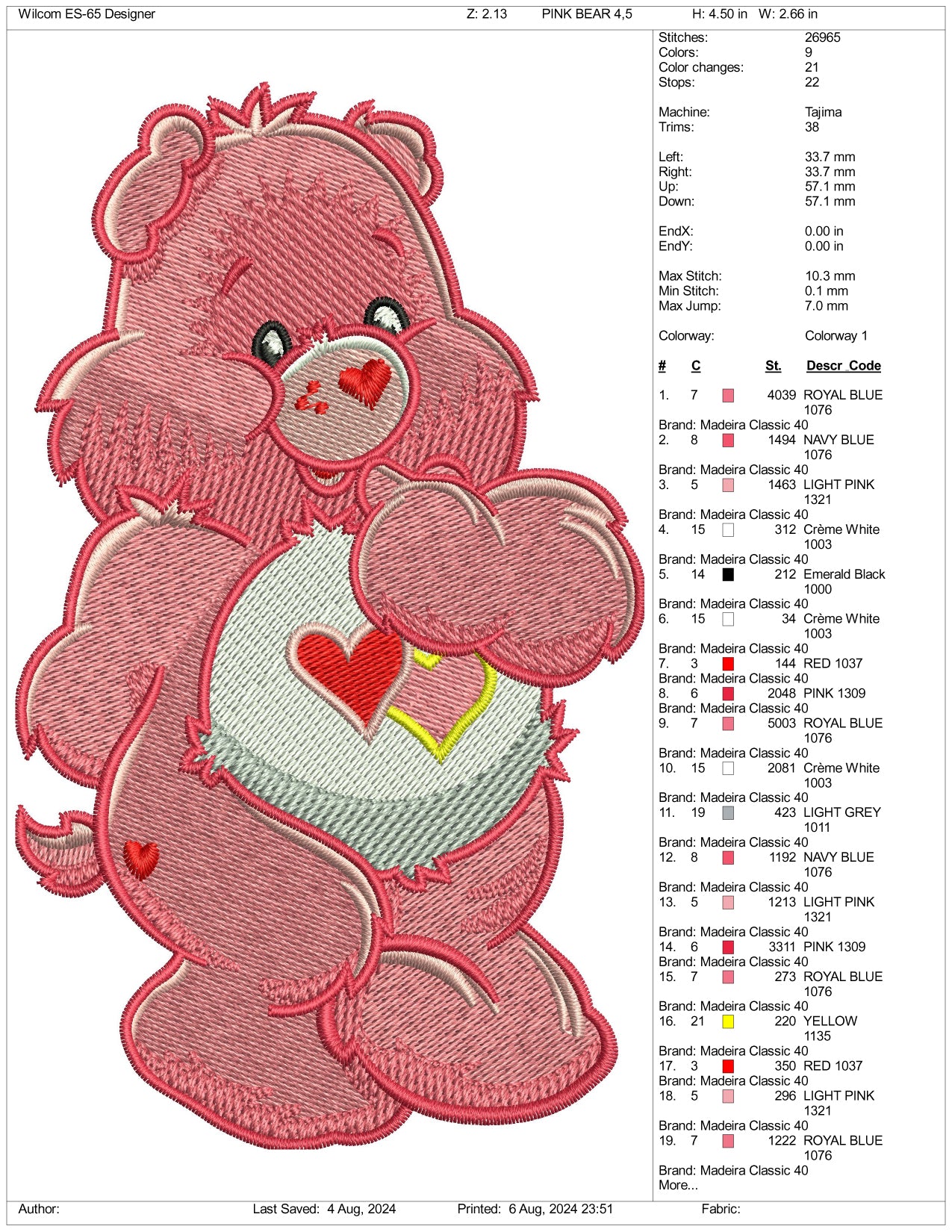 Love a Lot Bear Embroidery Files - 3 Size's