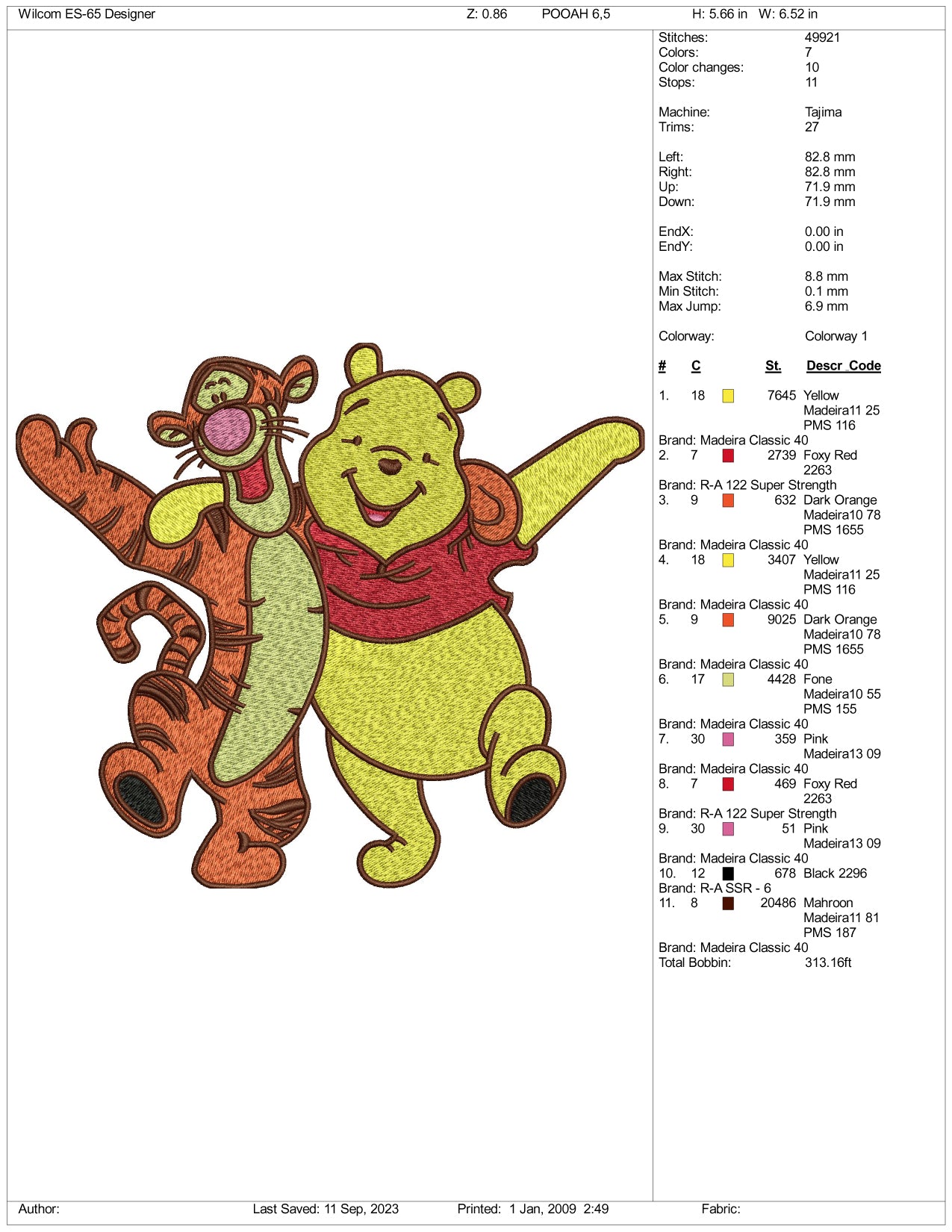 Tiger & Pooh Embroidery Design Files - 3 Size's