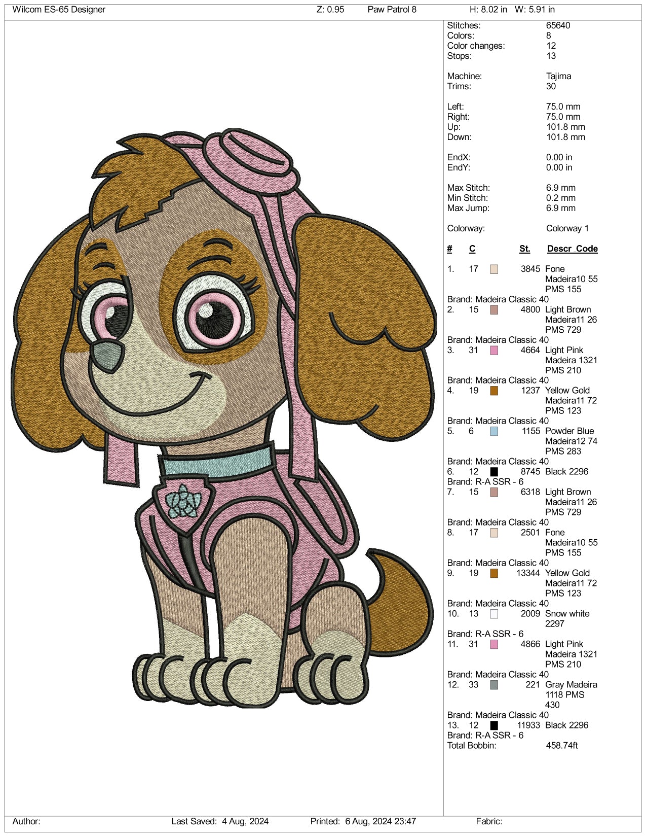 Paw Patrol Embroidery Files - 3 Size's