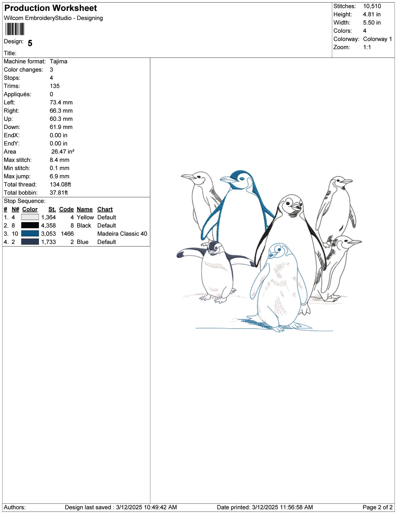 Penguin Group Embroidery Design Files - 9 Size's