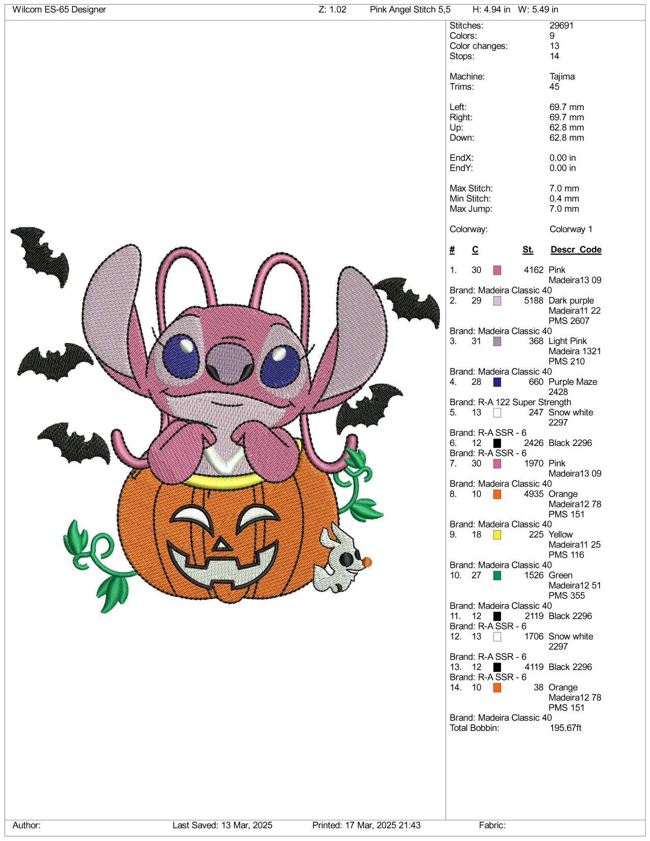 Angel In The Pumpkin Embroidery Files - 3 Size's