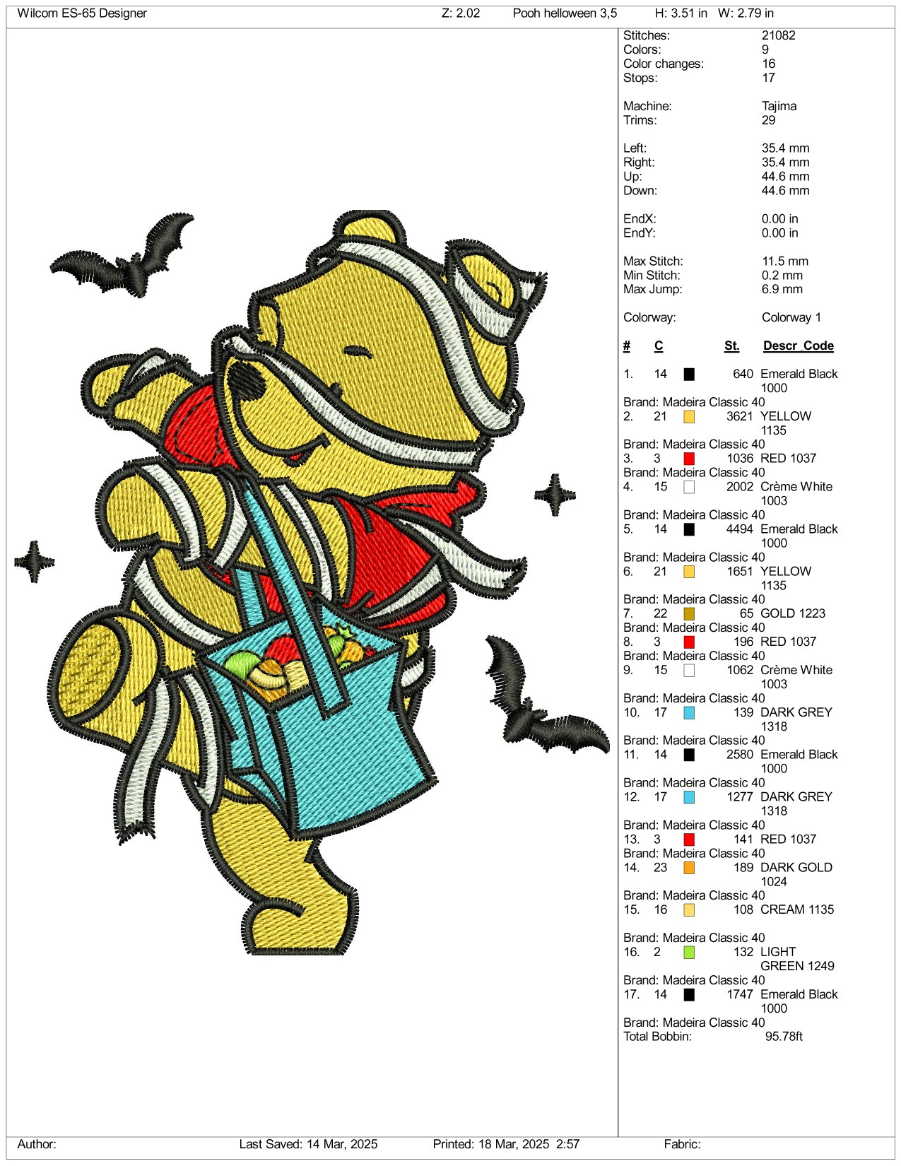 Spooky Pooh Embroidery Files - 3 Size's