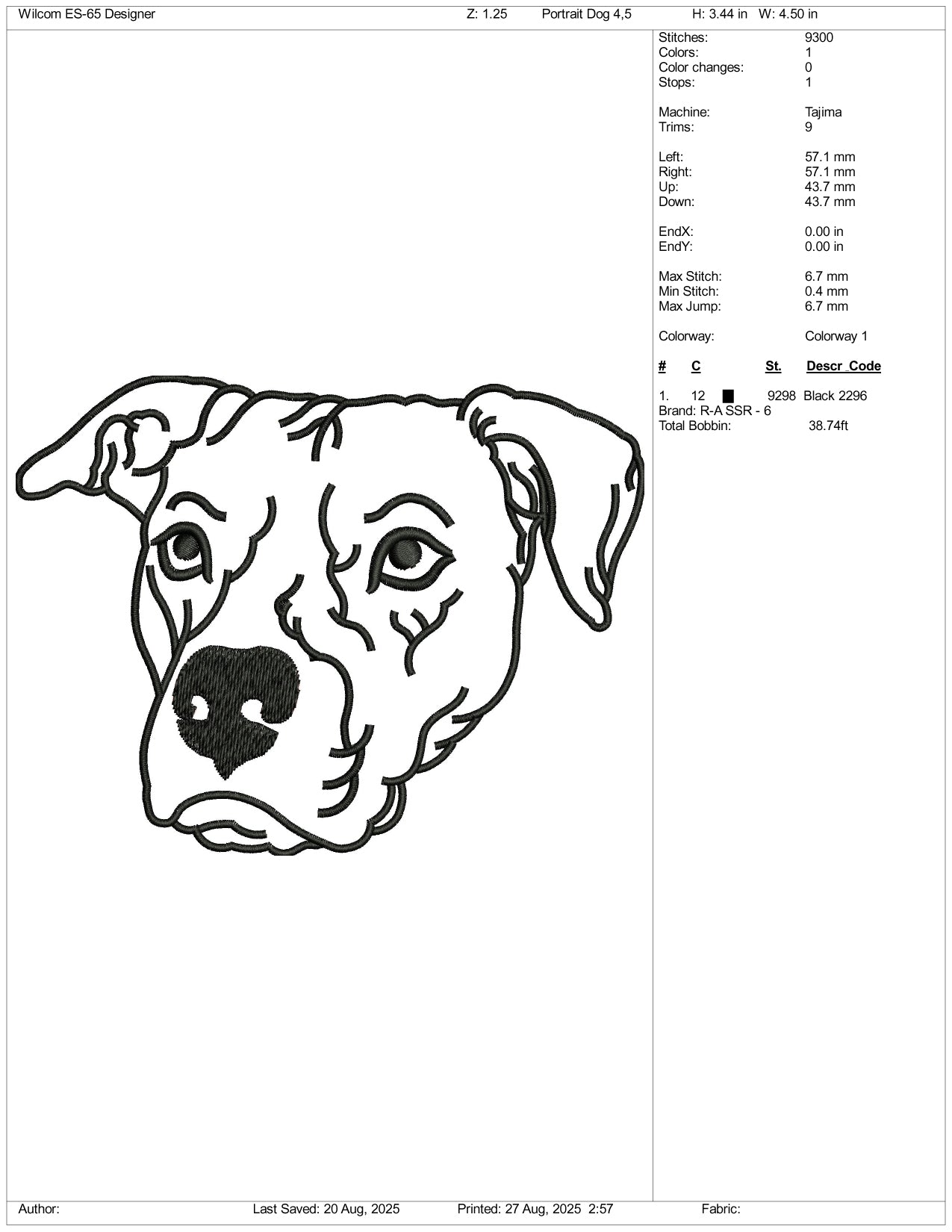 Dog Outline Embroidery Design Files - 3 Size's