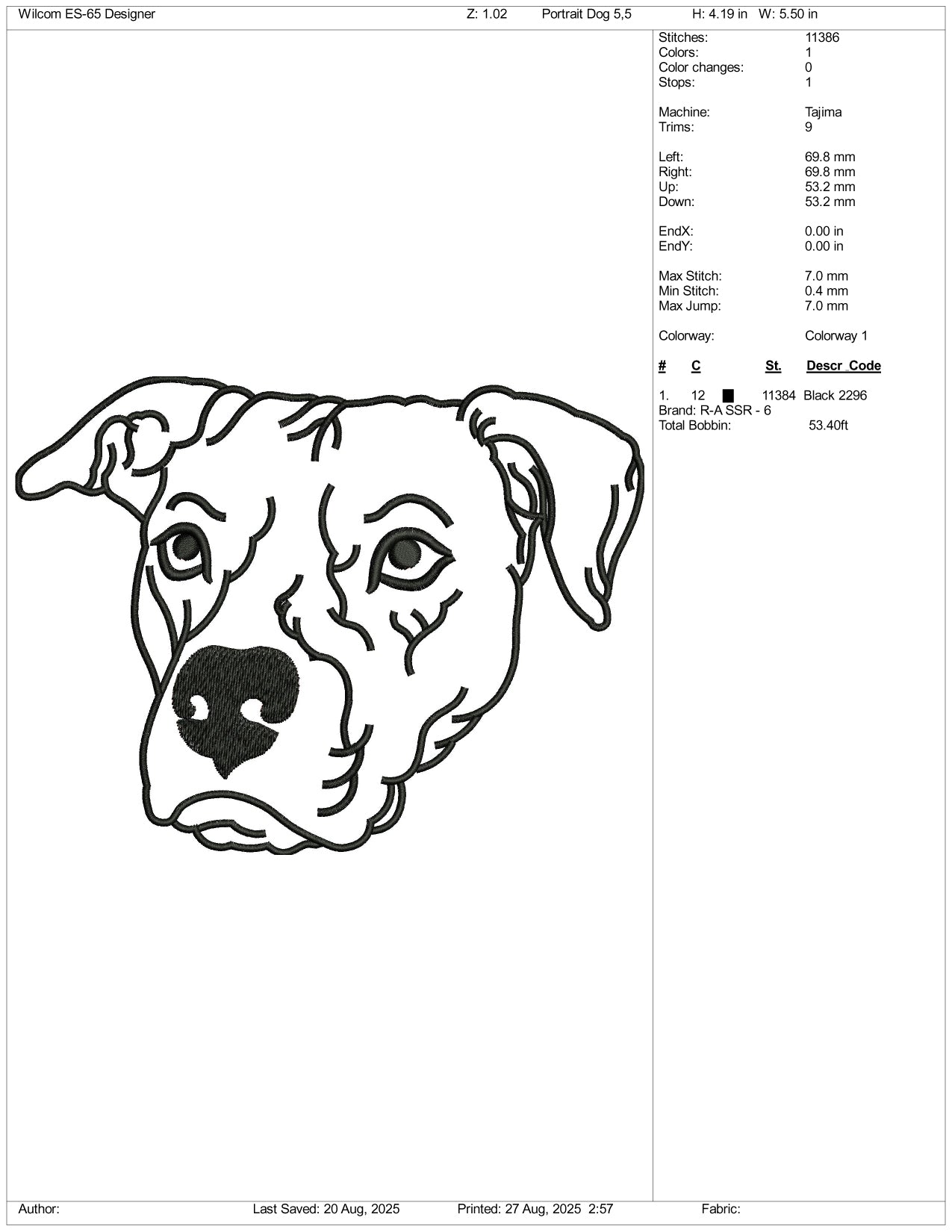 Dog Outline Embroidery Design Files - 3 Size's