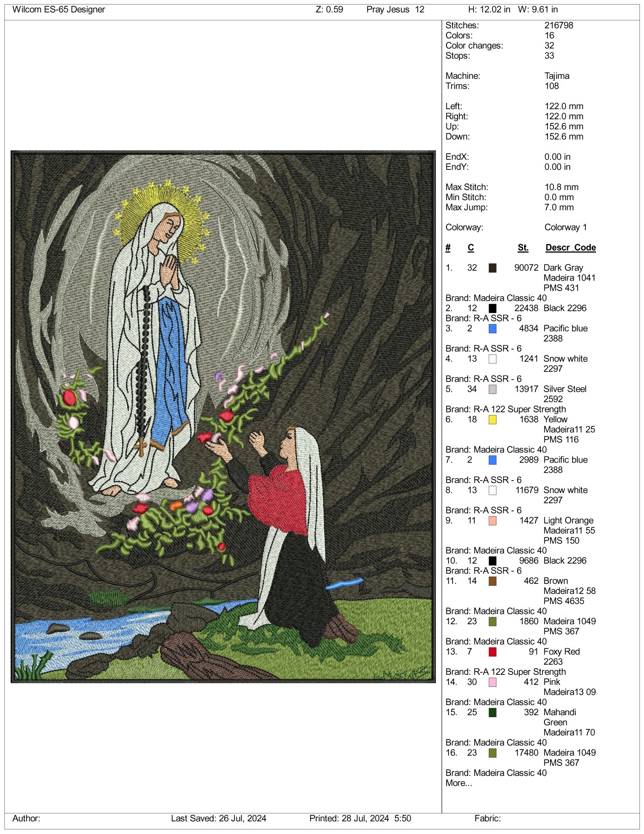 Christian Portrait Art Embroidery Files - 3 Size's