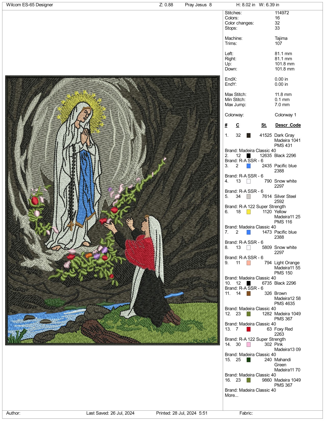 Christian Portrait Art Embroidery Files - 3 Size's