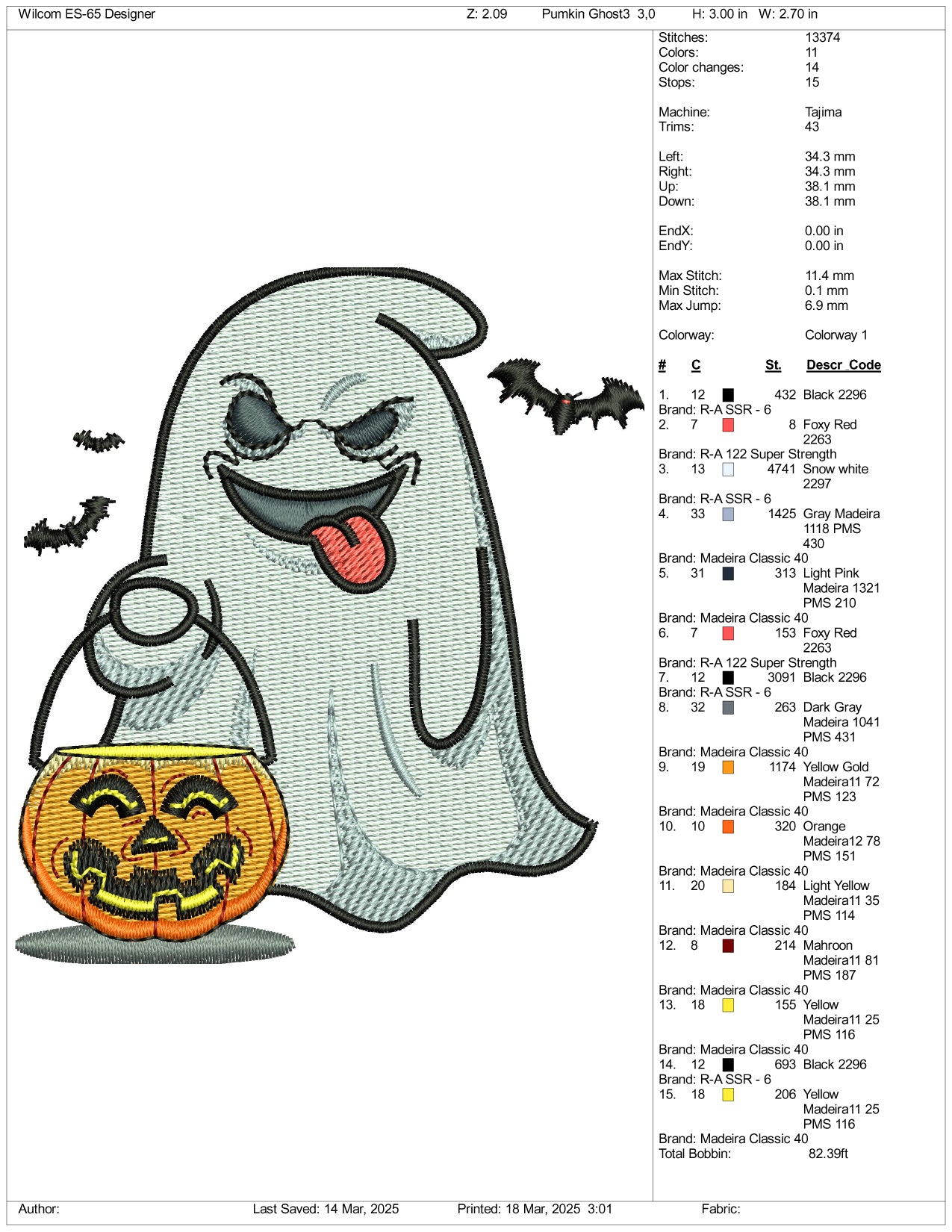 Pumpkin Ghost v3 Embroidery Files - 3 Size's