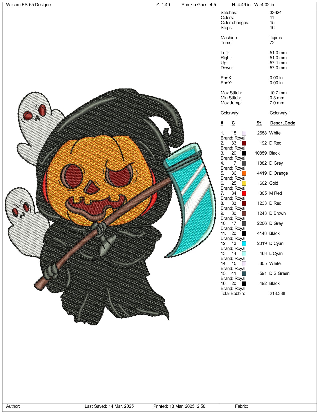 Pumpkin Ghost v2 Embroidery Files - 3 Size's