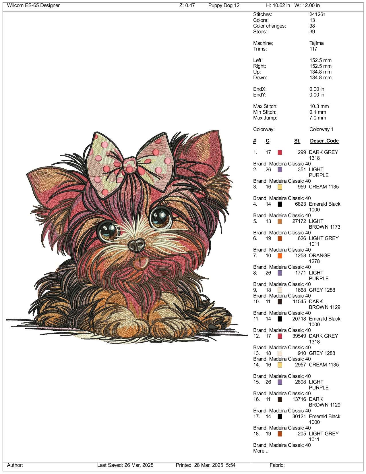 Fluffy Dog Embroidery Design Files - 3 Size's