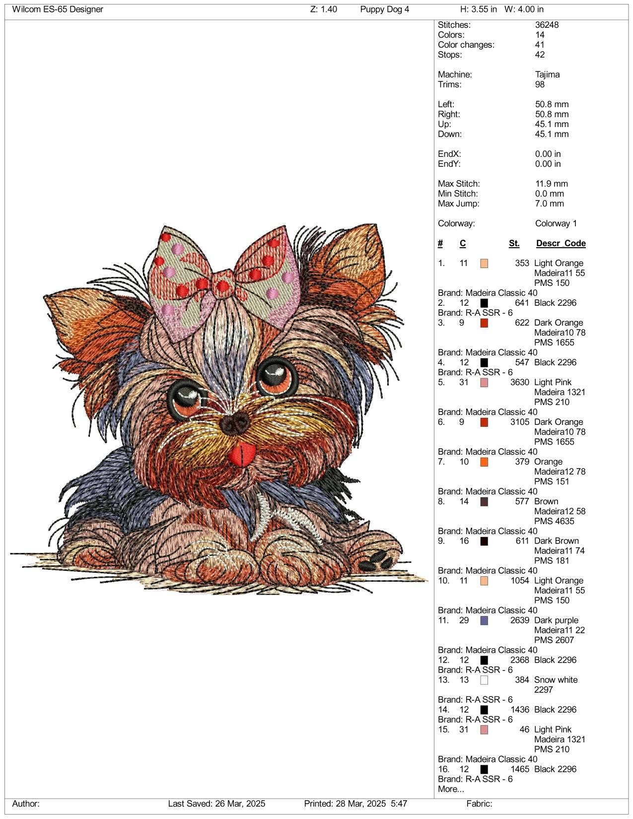 Fluffy Dog Embroidery Design Files - 3 Size's