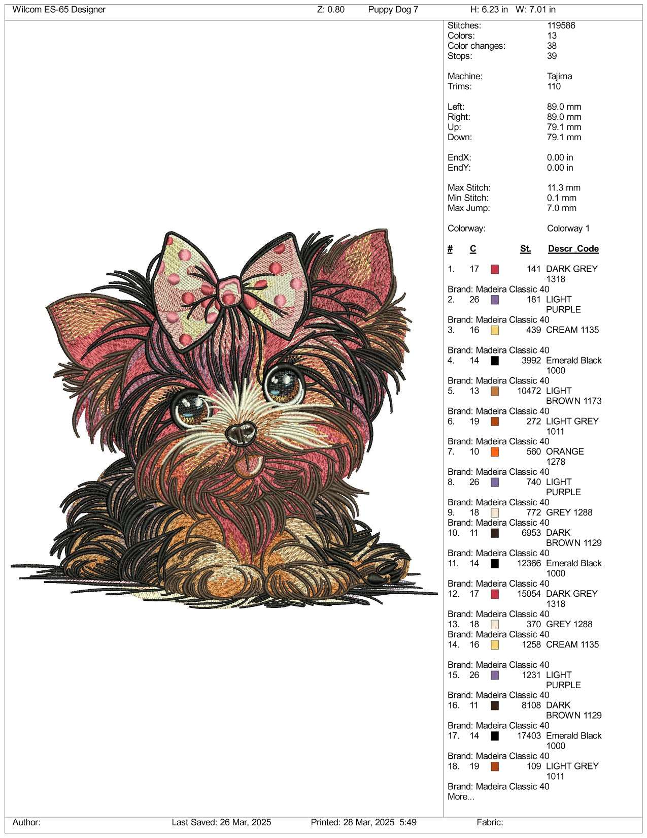 Fluffy Dog Embroidery Design Files - 3 Size's