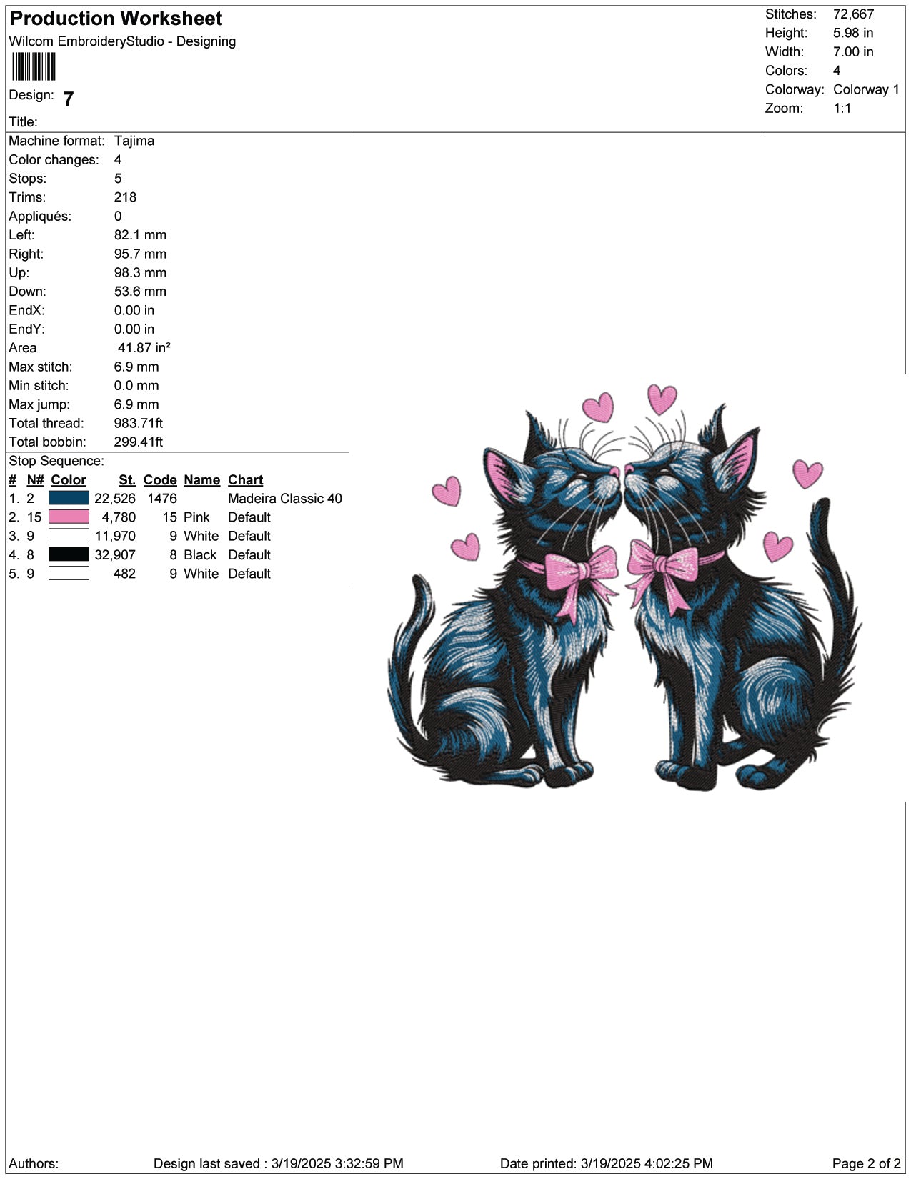 Love Couple Cats Embroidery Design Files - 9 Size's