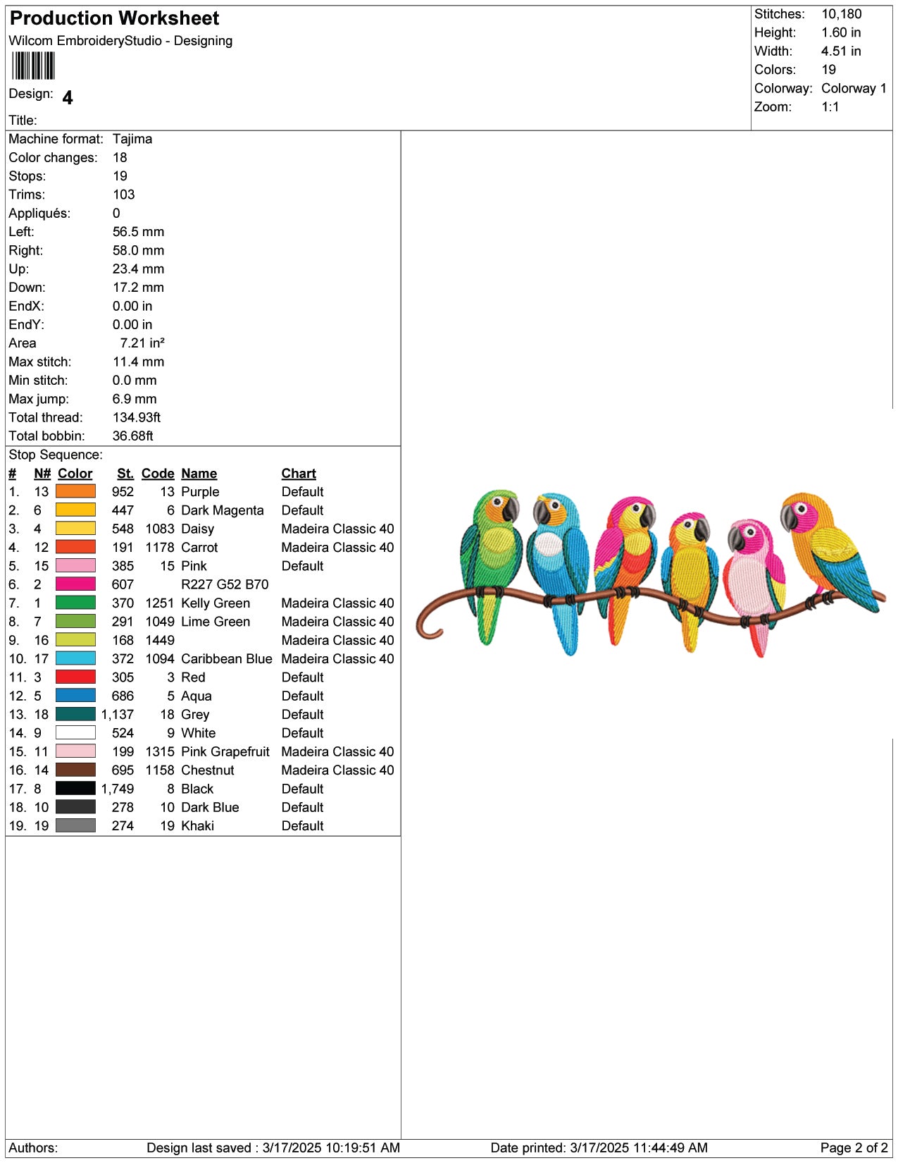 Rainbow Birds Embroidery Design Files - 9 Size's