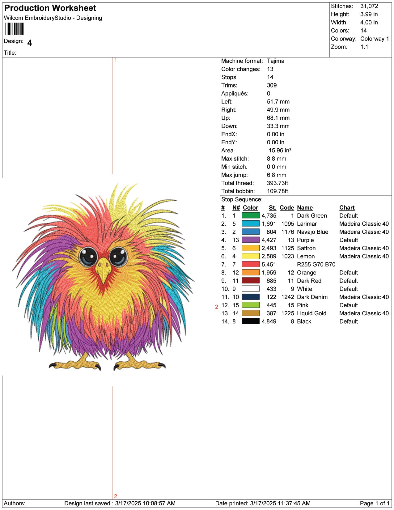 Rainbow Fluff Owl Embroidery Design Files - 9 Size's