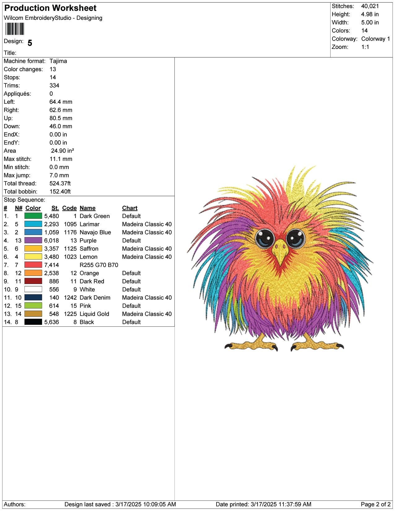 Rainbow Fluff Owl Embroidery Design Files - 9 Size's