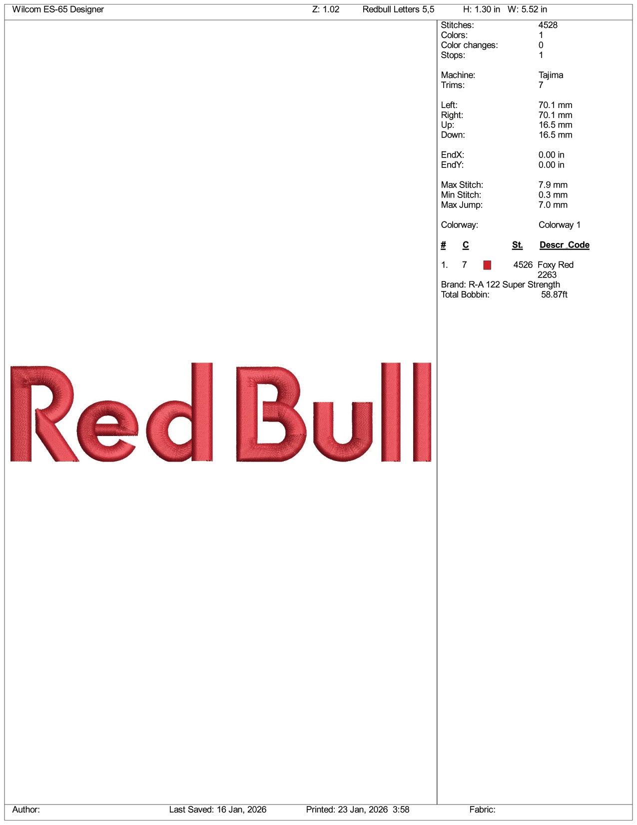 Red Bull Logo v2 Embroidery Design Files - 3 Size's