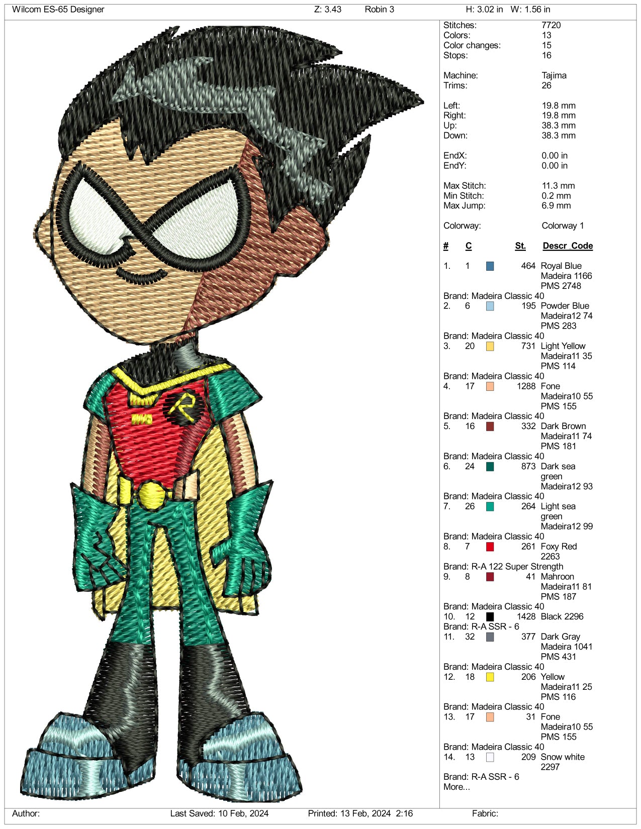 Archivos de diseño de bordado de petirrojo - 3 tamaños