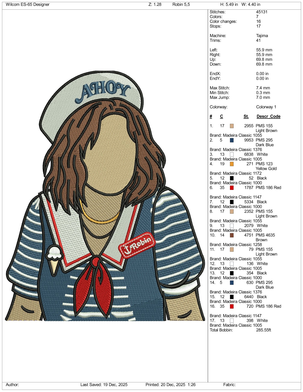 Robin Buckley Embroidery Design Files - 3 Size's