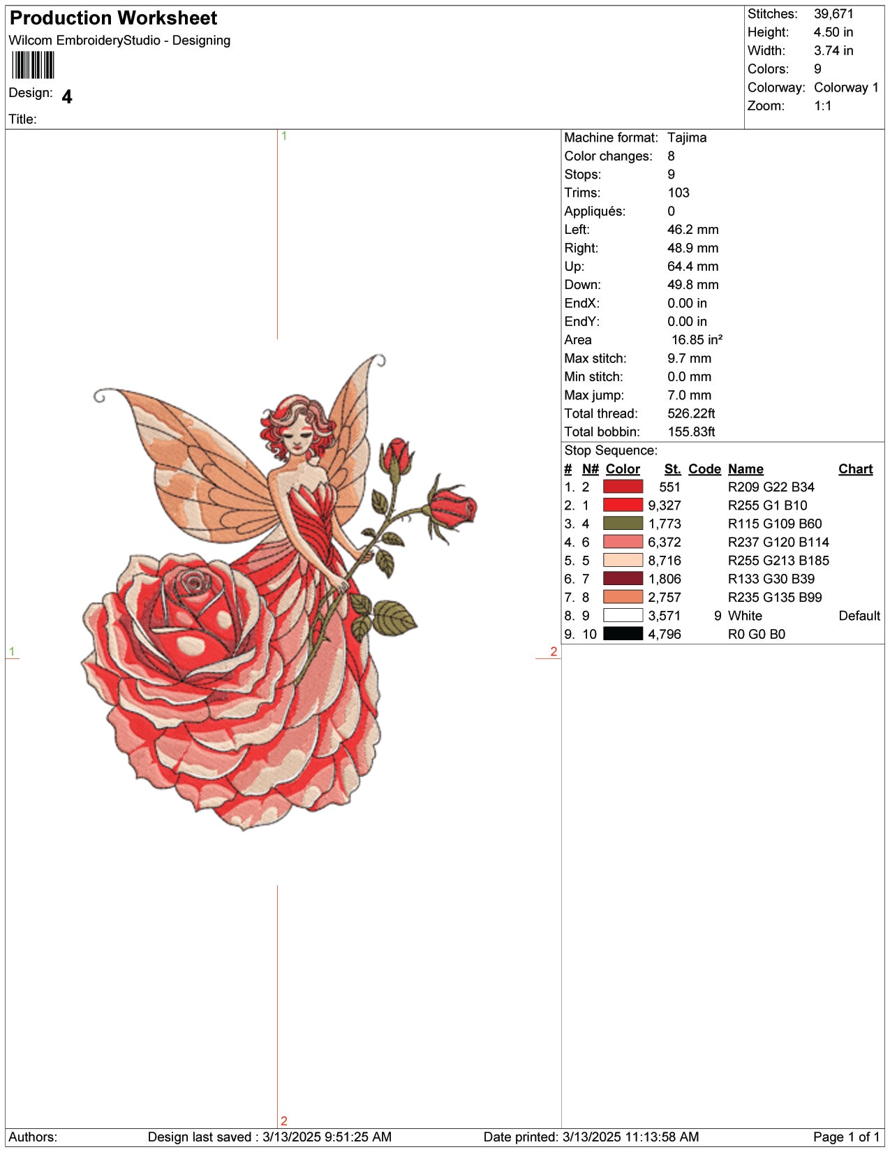 Rose Fairy Embroidery Design Files - 9 Size's