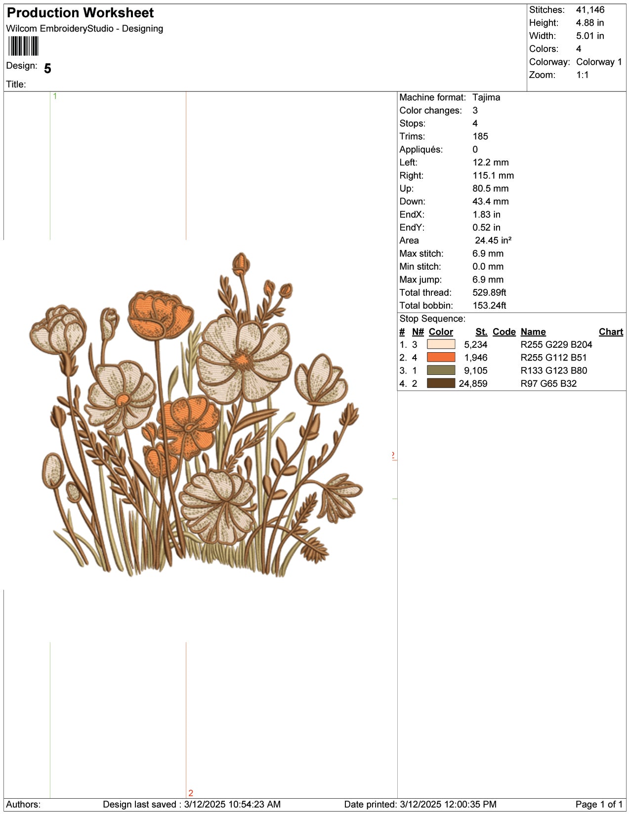 Rustic Wildflowers Embroidery Design Files - 9 Size's