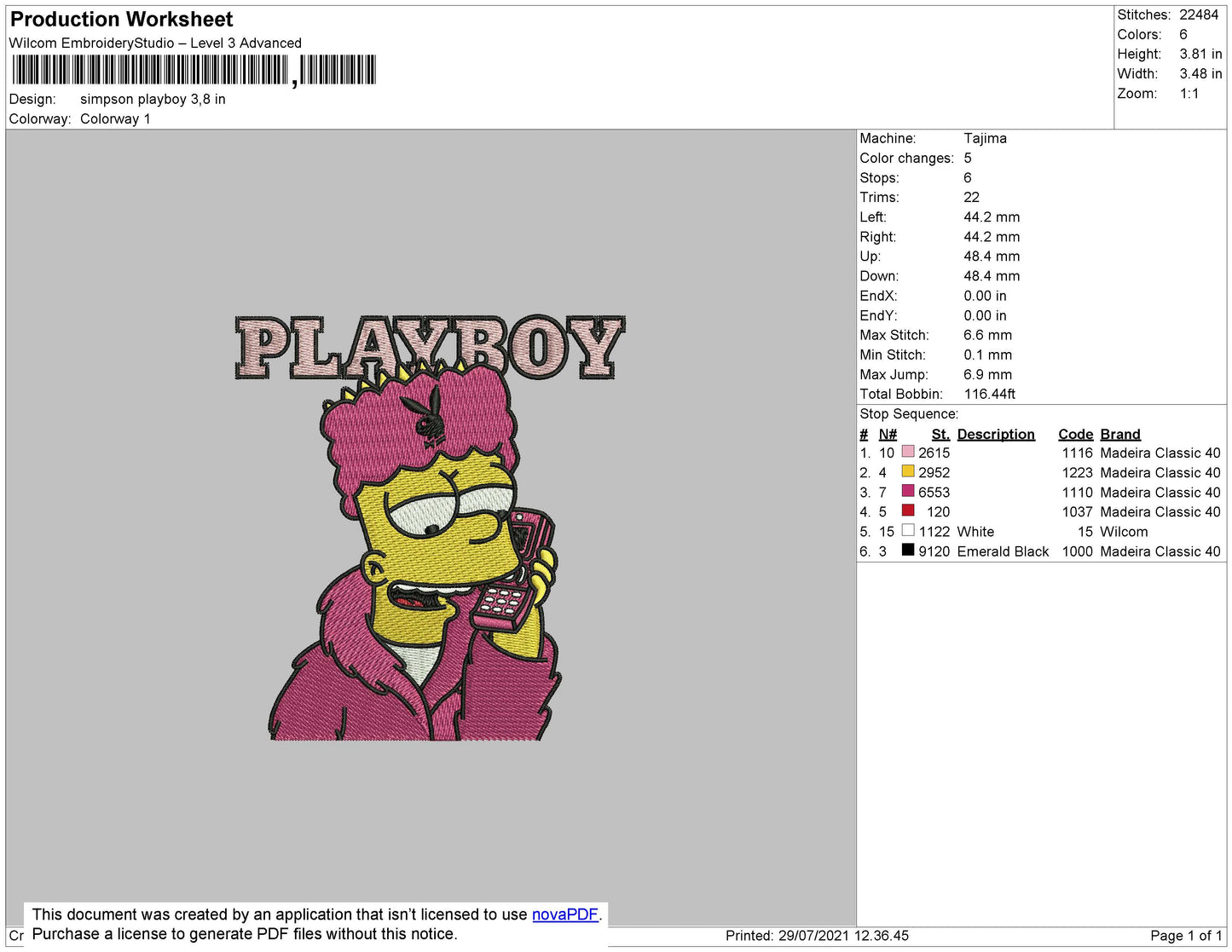 Simpson Bart Playboy Embroidery Design Files - 4 Size's