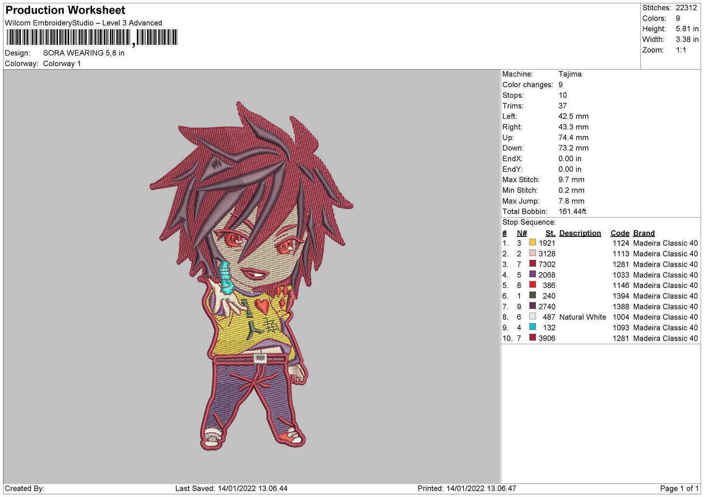 SORA WEARING Embroidery Design Files - 4 Size's