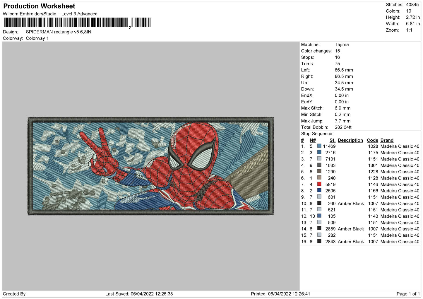 Spiderman Rectangle Embroidery Design Files - 4 Size's