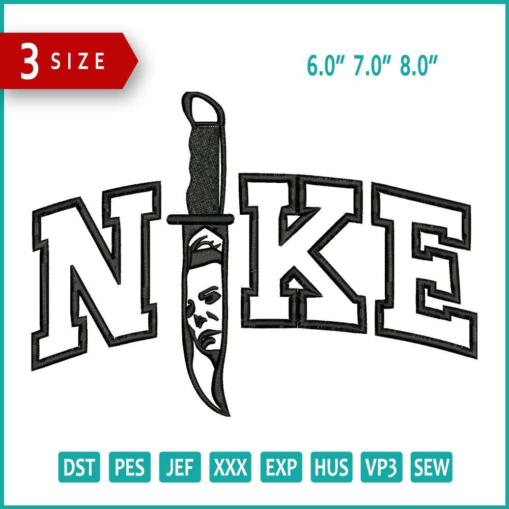 Nike Horror Knife Embroidery Design Files 3 Size s