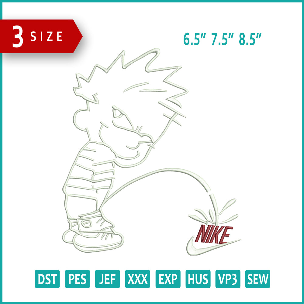 Archivos de diseño de bordado Nike Pee Boy - 3 tamaños