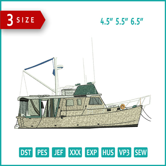 Archivos de diseño de bordado de barcos - 3 tamaños