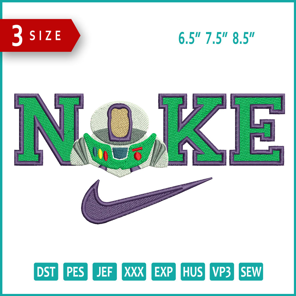 Archivos de diseño de bordado de Nike Buzz Lightyear (3 tamaños)