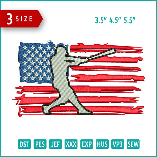 Archivos de diseño de bordado de béisbol de EE. UU. - 3 tamaños