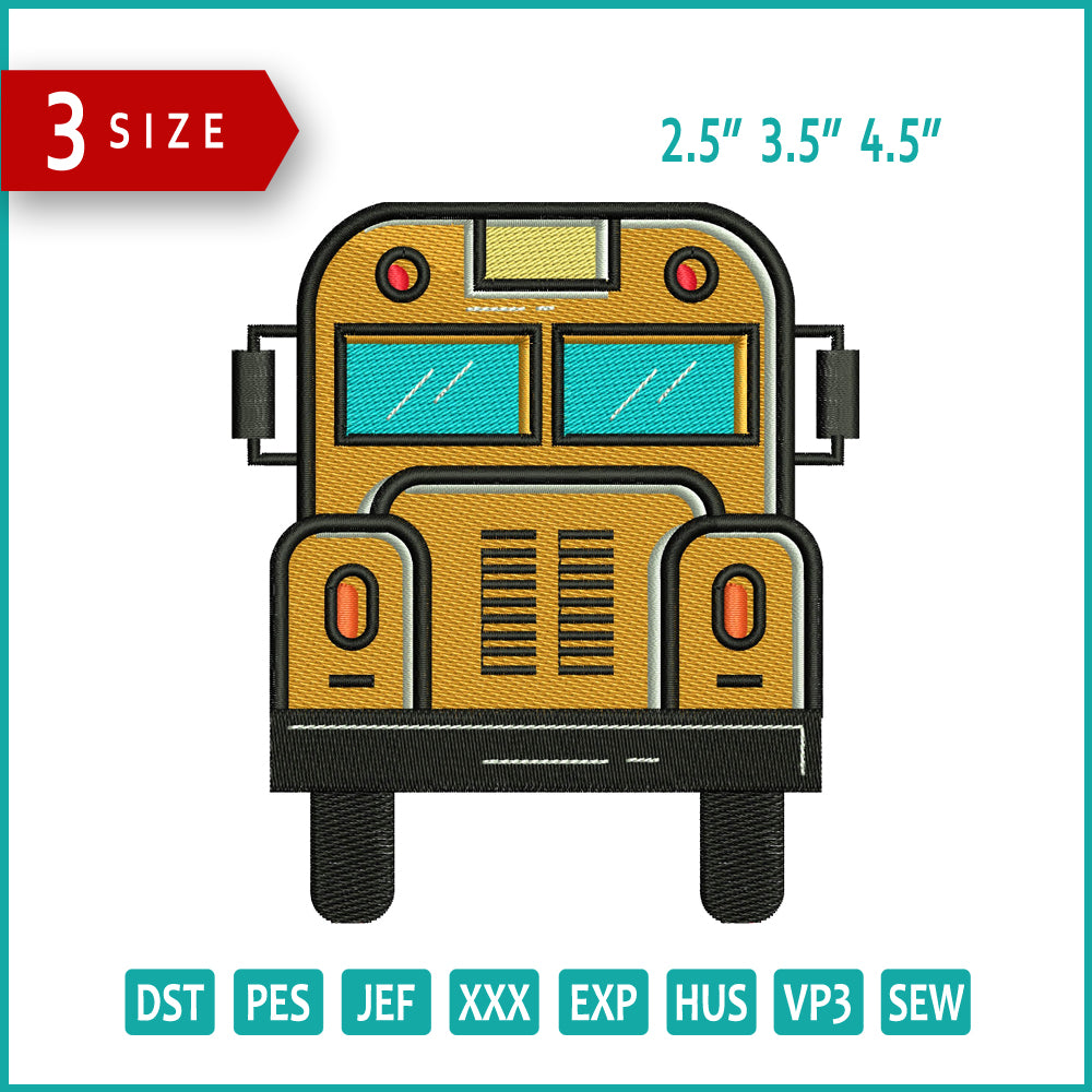 Archivos de diseño de bordado de autobús escolar - 3 tamaños