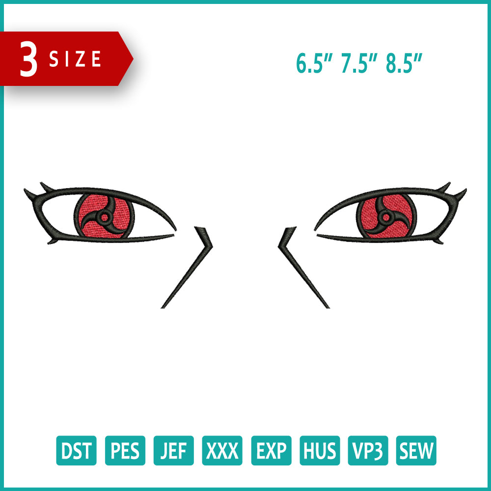 Devil Eyes Embroidery Design Files - 3 Size's