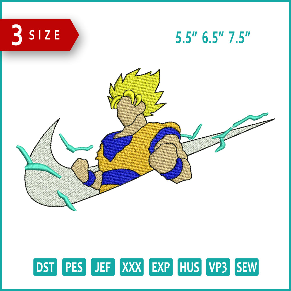 Nike Goku Embroidery Design Files - 3 Size's