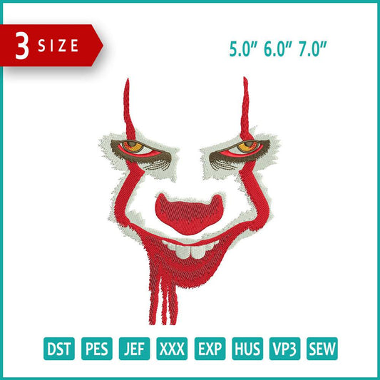 IT Horror Face Embroidery Design Files