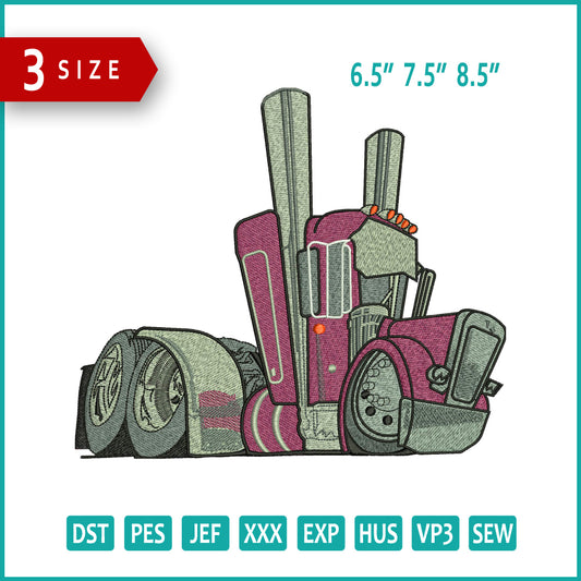Archivos de diseño de bordado de camión Tractomula - 3 tamaños