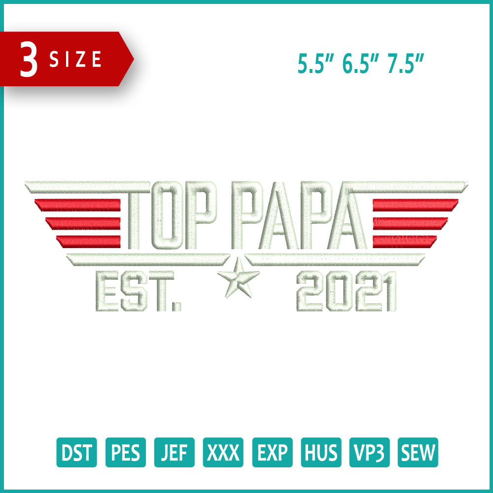 Archivos de diseño de bordado Top Papa - 3 tamaños