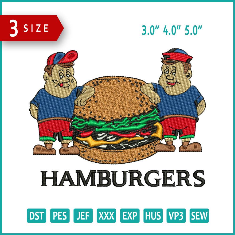 Hamburgers Buddy's Embroidery Design Files - 3 Size's