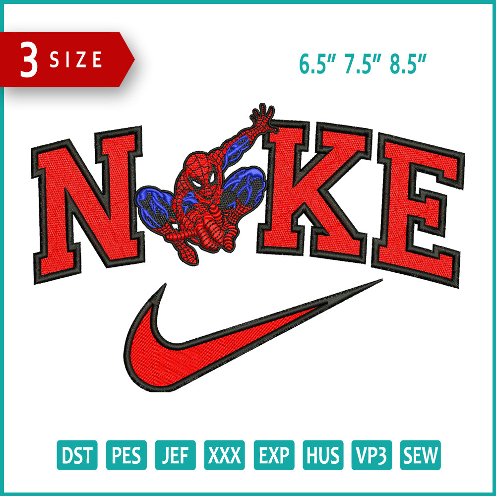 Archivos de diseño de bordado Nike Spider-Man v5 (3 tamaños)