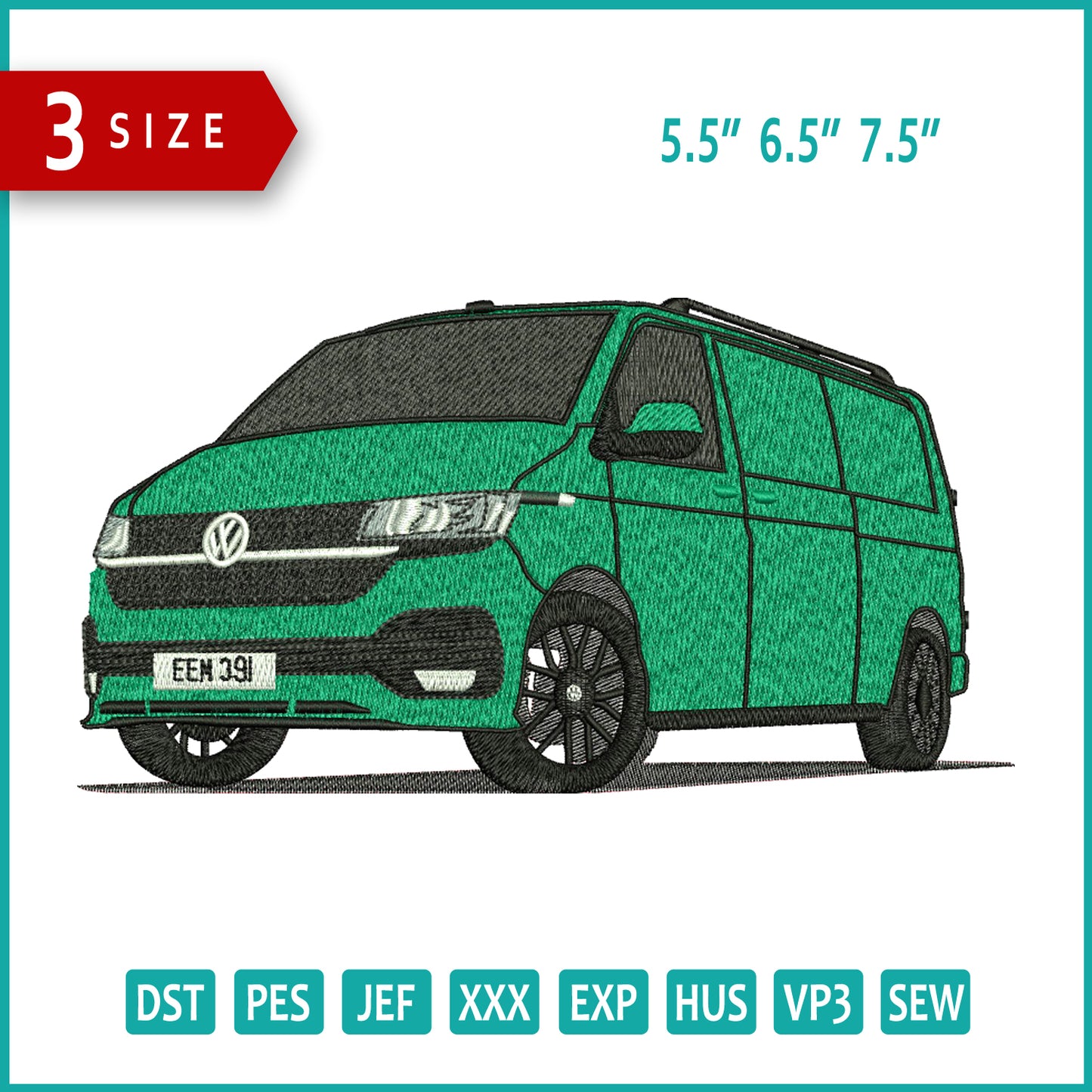 Archivos de diseño de bordado de Volkswagen - 3 tamaños