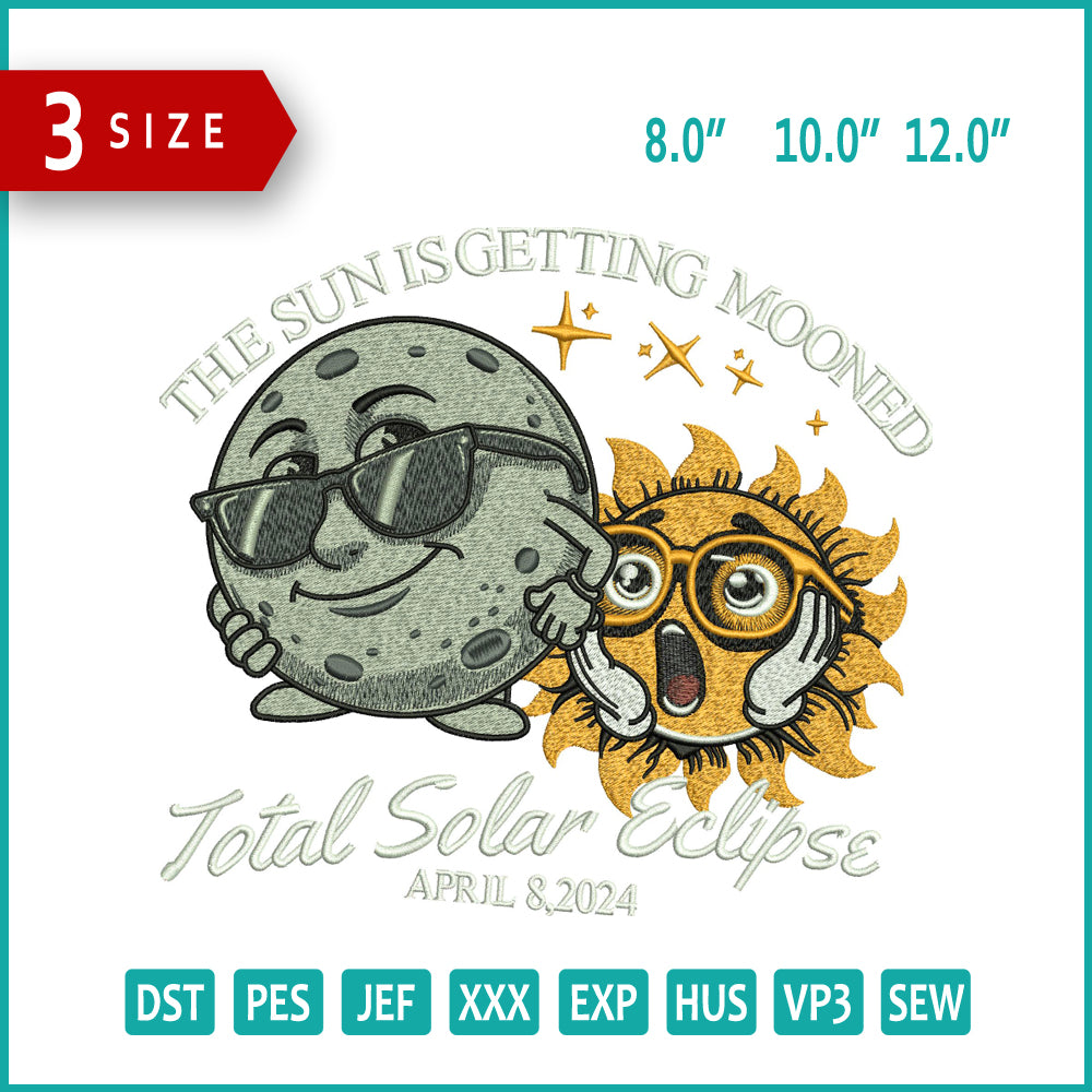 Archivos de bordado de eclipse solar total - 3 tamaños