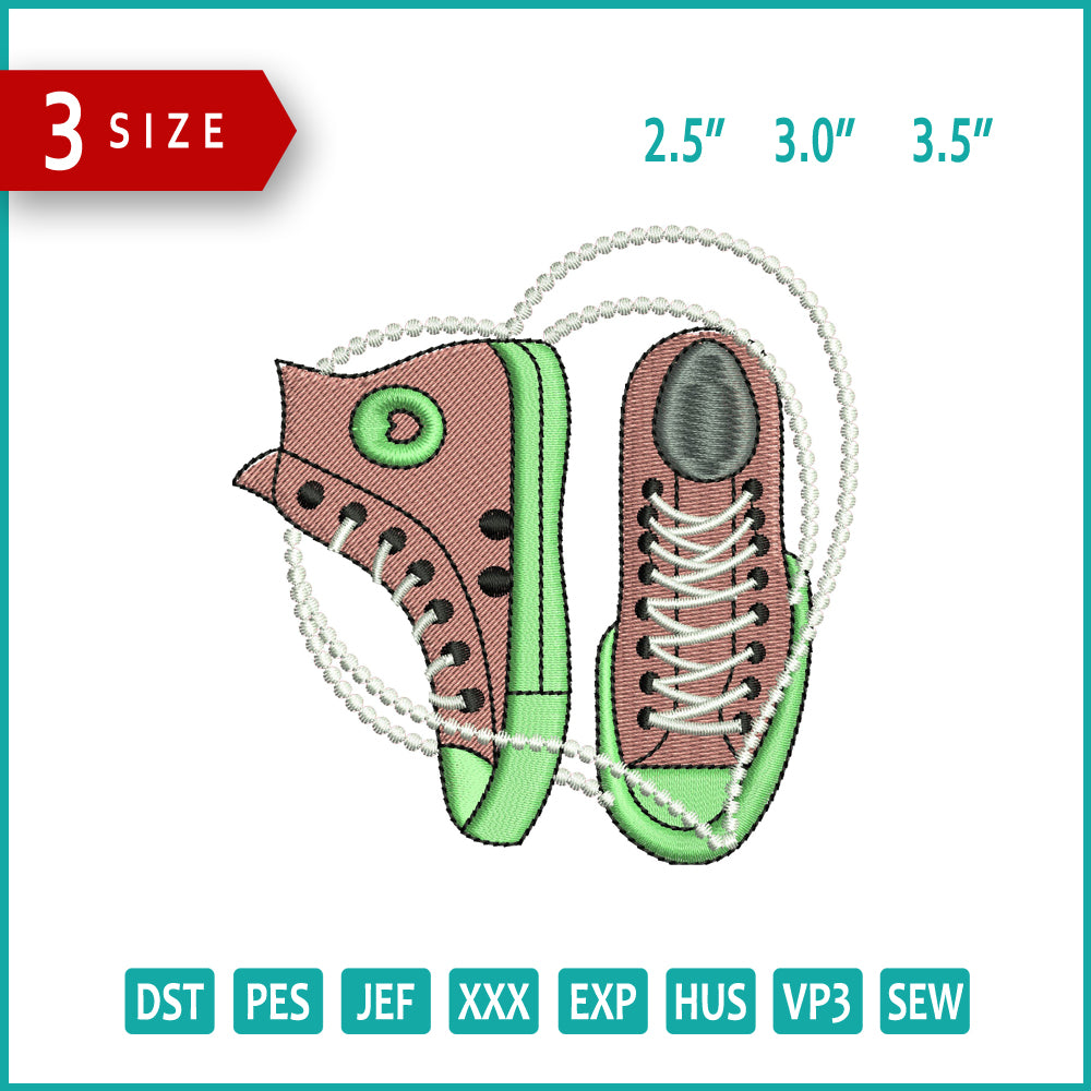 Sneakers Shoe Embroidery Files - 3 Size's