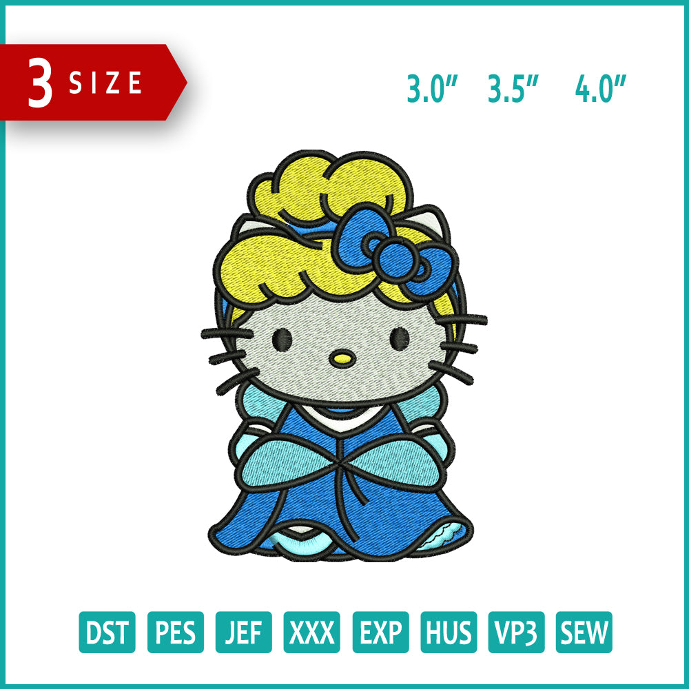 Hello Kitty Princess Embroidery Files - 3 Size's