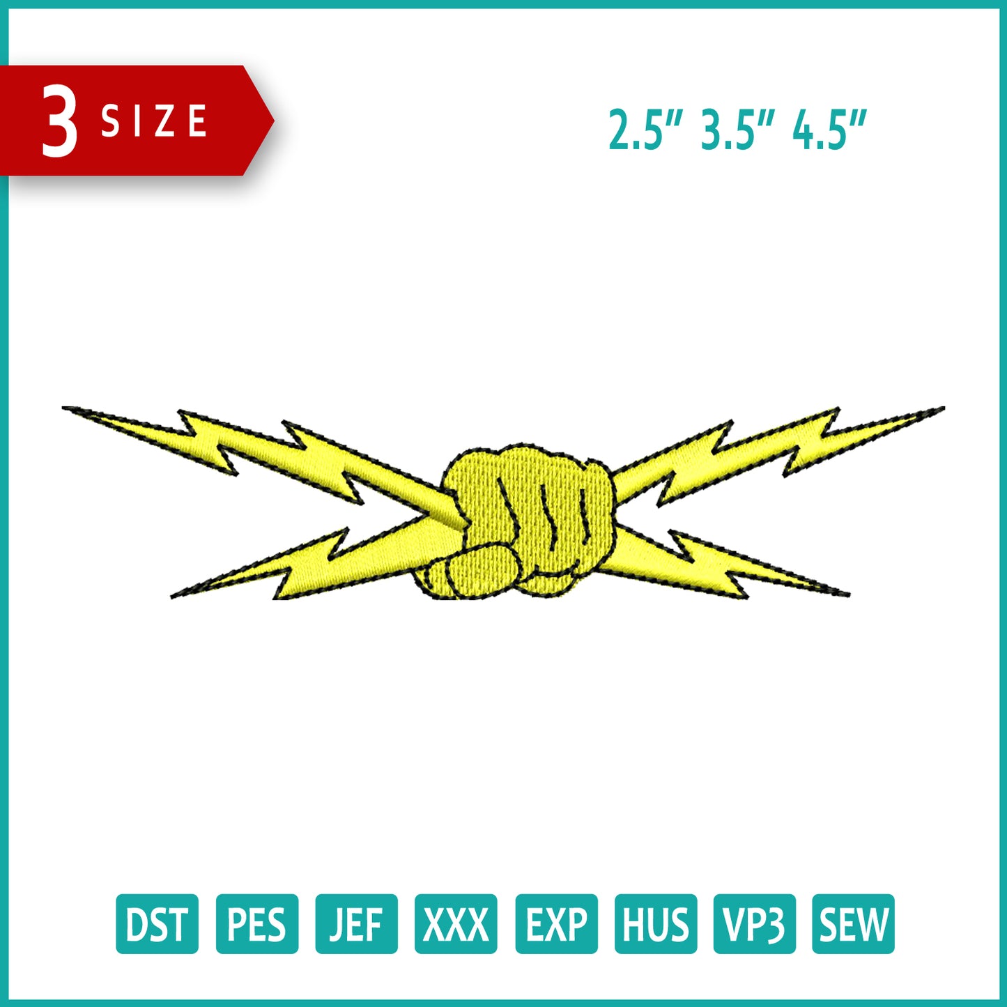 Archivos de diseño de bordado a mano de ondas eléctricas - 3 tamaños