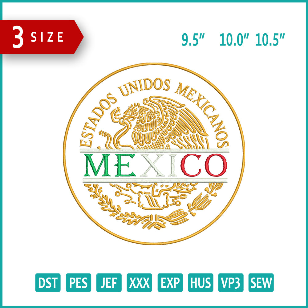 Mexico Estados Logo Embroidery Files - 3 Size's